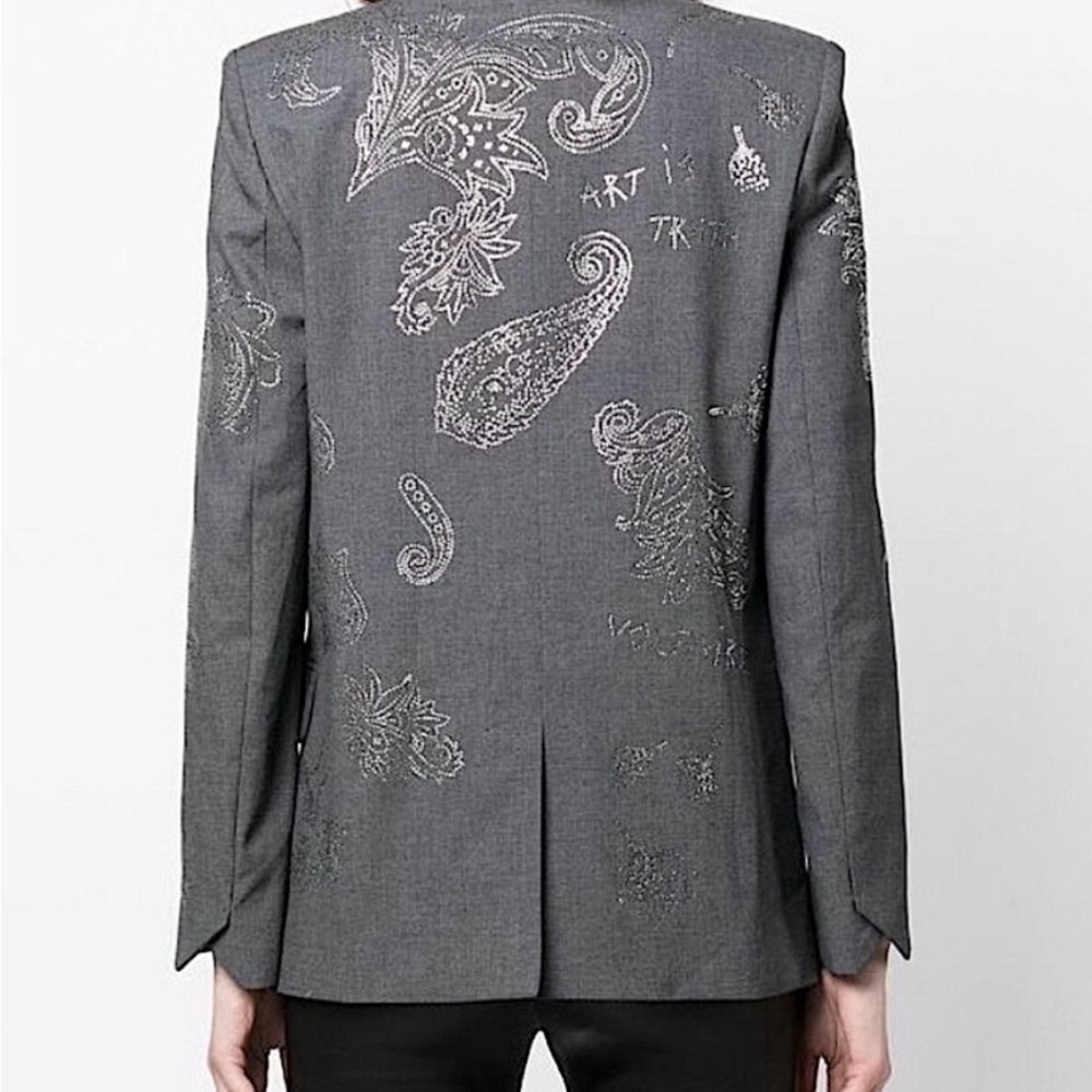 Zadig & Voltaire Women's Size 36 Grey Venus Paisley-embellished Blazer $798 - Picture 2 of 16